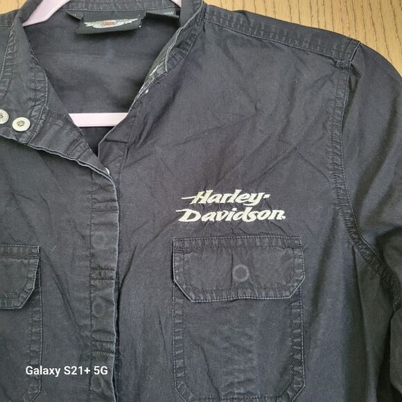 Harley davidson 2000's snap button front shirt womens size medium - Picture 2 of 7